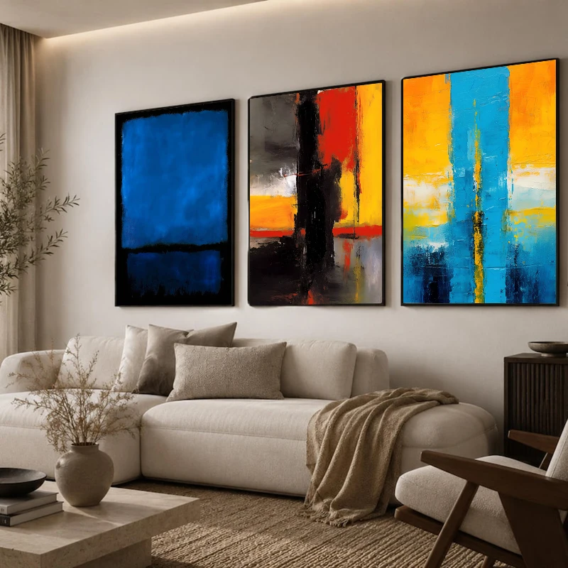 Vintage Mark Rothko Blue Red Art Canvas Painting Modern Minimalist  Exhibition Poster and Picture Print for Room  Home Decor