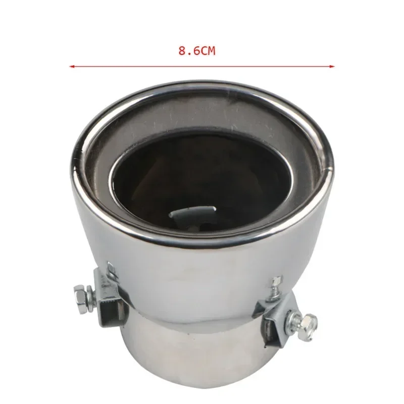 63cm Universal Car Exhaust Muffler Tip Round Pipe Chrome Exhaust Tail Muffler Tip Pipe Silver Car Accessories Muffler Steel