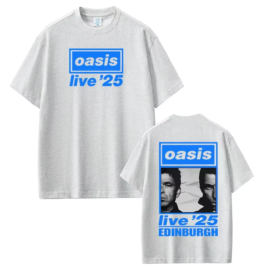 Повседневная свободная хлопковая футболка, подарочный топ для фанатов, футболка с принтом British Rock Band OASIS Live 25, мужская и женская футболка в стиле хип-хоп