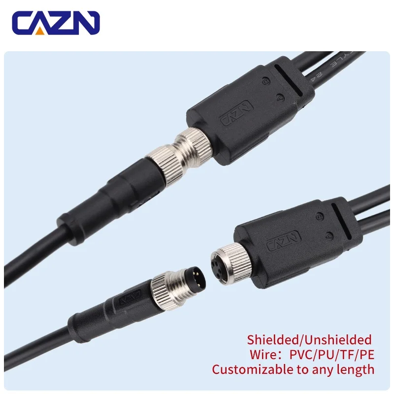 M8 Y-Splitter Overmolded Plug 1 into 2 Unshielded Male Female 3 4 5 6 8 Pins IP67 Industrial Automation with 1m PVC TPU Cable