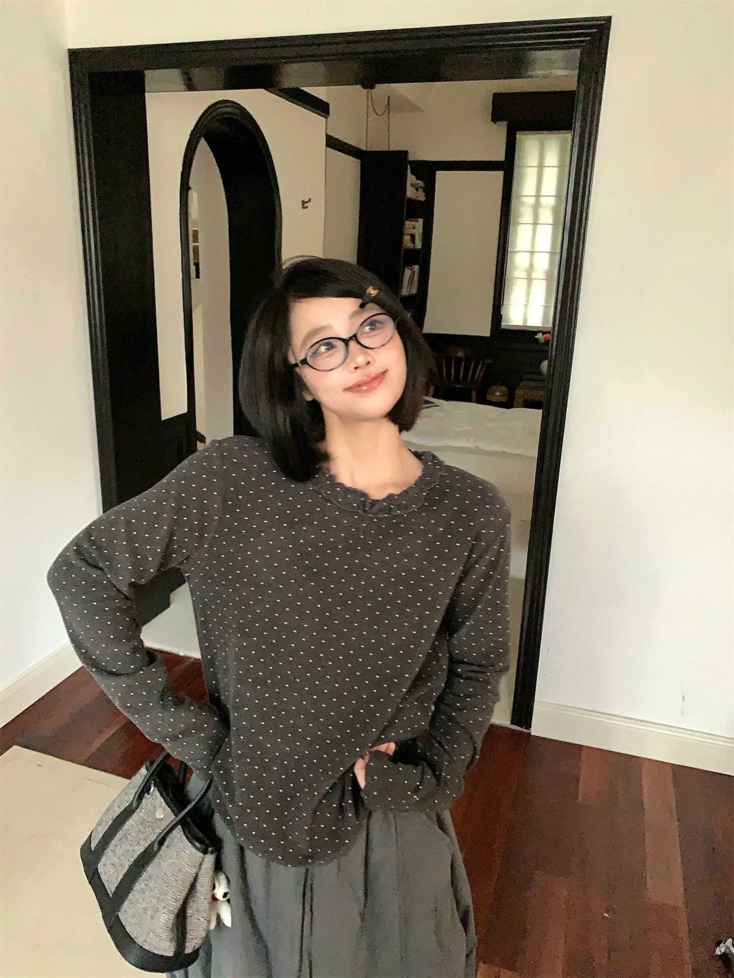 

Korean Sle Long Sve Fce Lined T-irt Women's Base Layer irt Inner Wear Slimming Effect Autumn Winter Cotton Blend