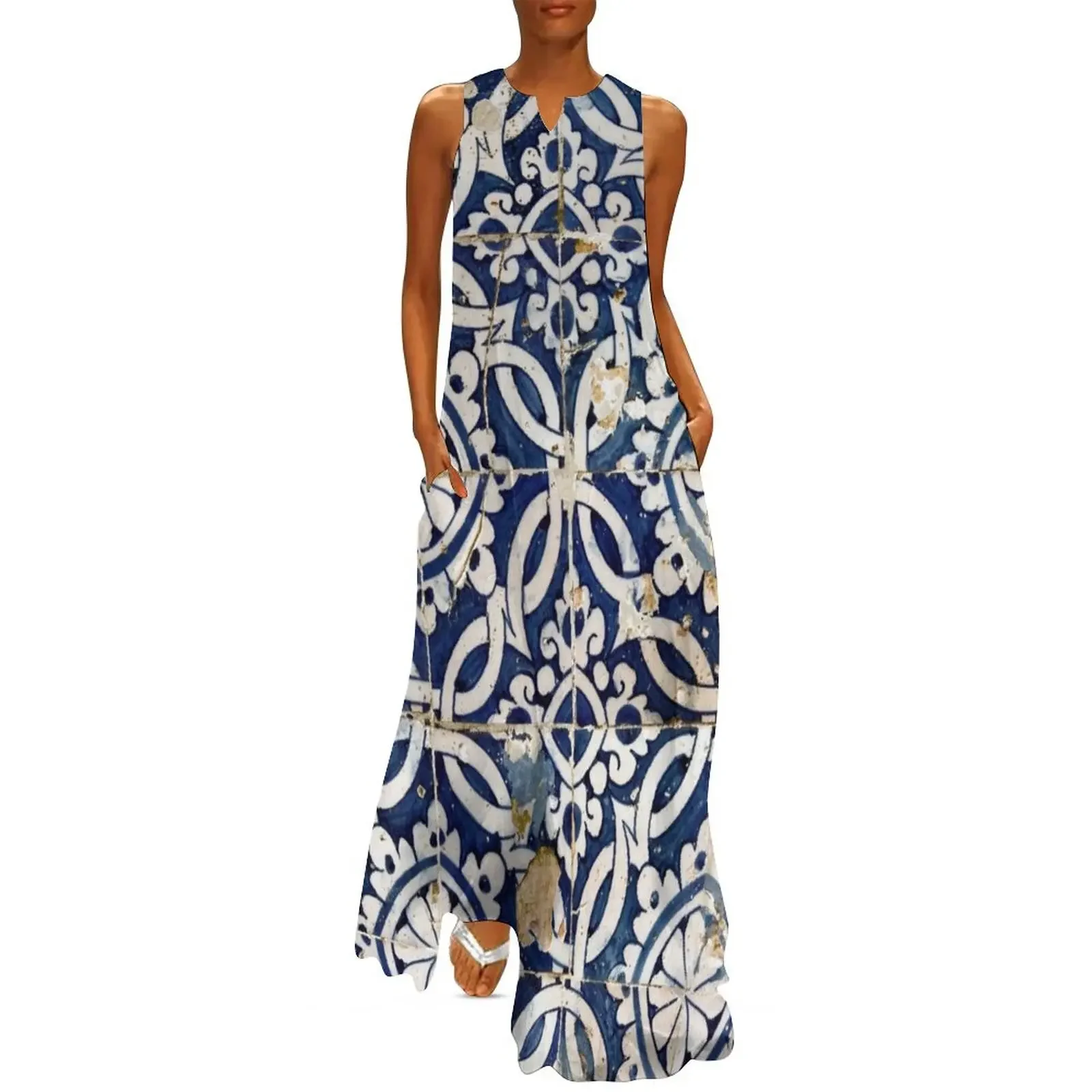 

Portuguese glazed tiles Long Dress sexy dress Woman dresses Evening gown Womens dresses Dress