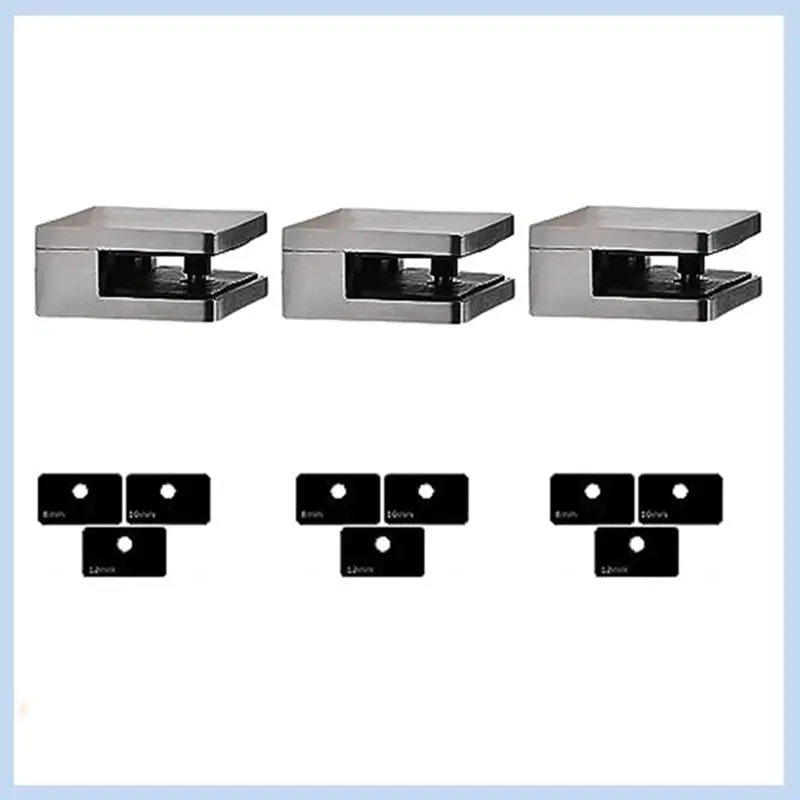 

AS63-3 Pieces Of Stainless Steel Glass Clips, Adjustable Glass Shelf Brackets, Glass Stair Guardrail Fish Mouth Fixing Clips Dur