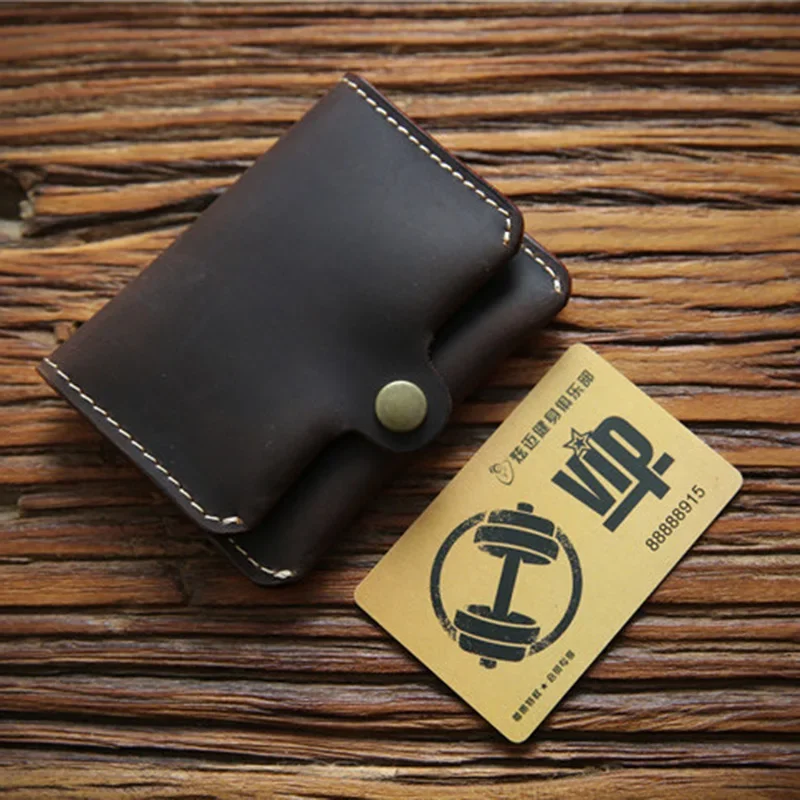 Vintage Small Wallet Men's Genuine Leather Credit Card Holder Money Bag ID Card Case Mini Hasp Purse for Male