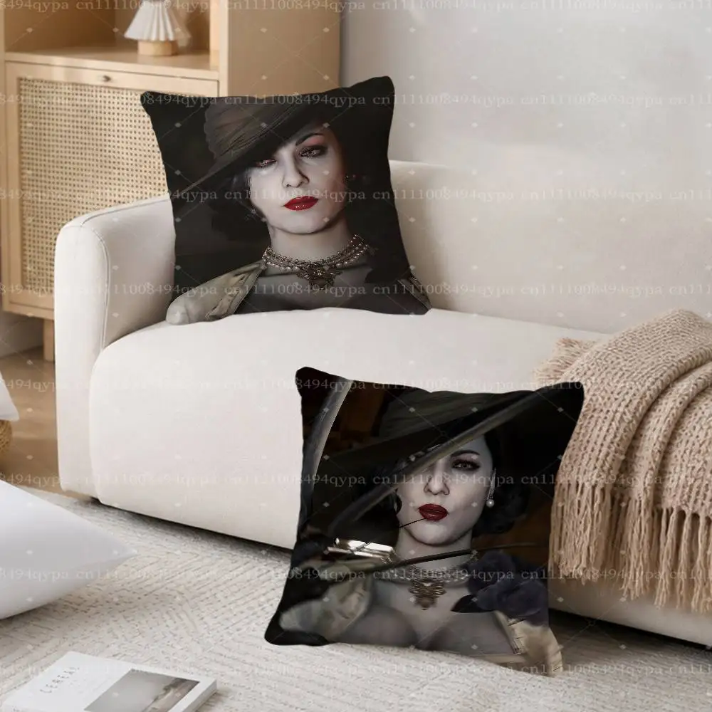 L-Lady Dimitrescu Resident Evil 8 Village Throw Pillow Cushion Cases Kawaii Decorative Living Room Decor Soft Decorative Pillows