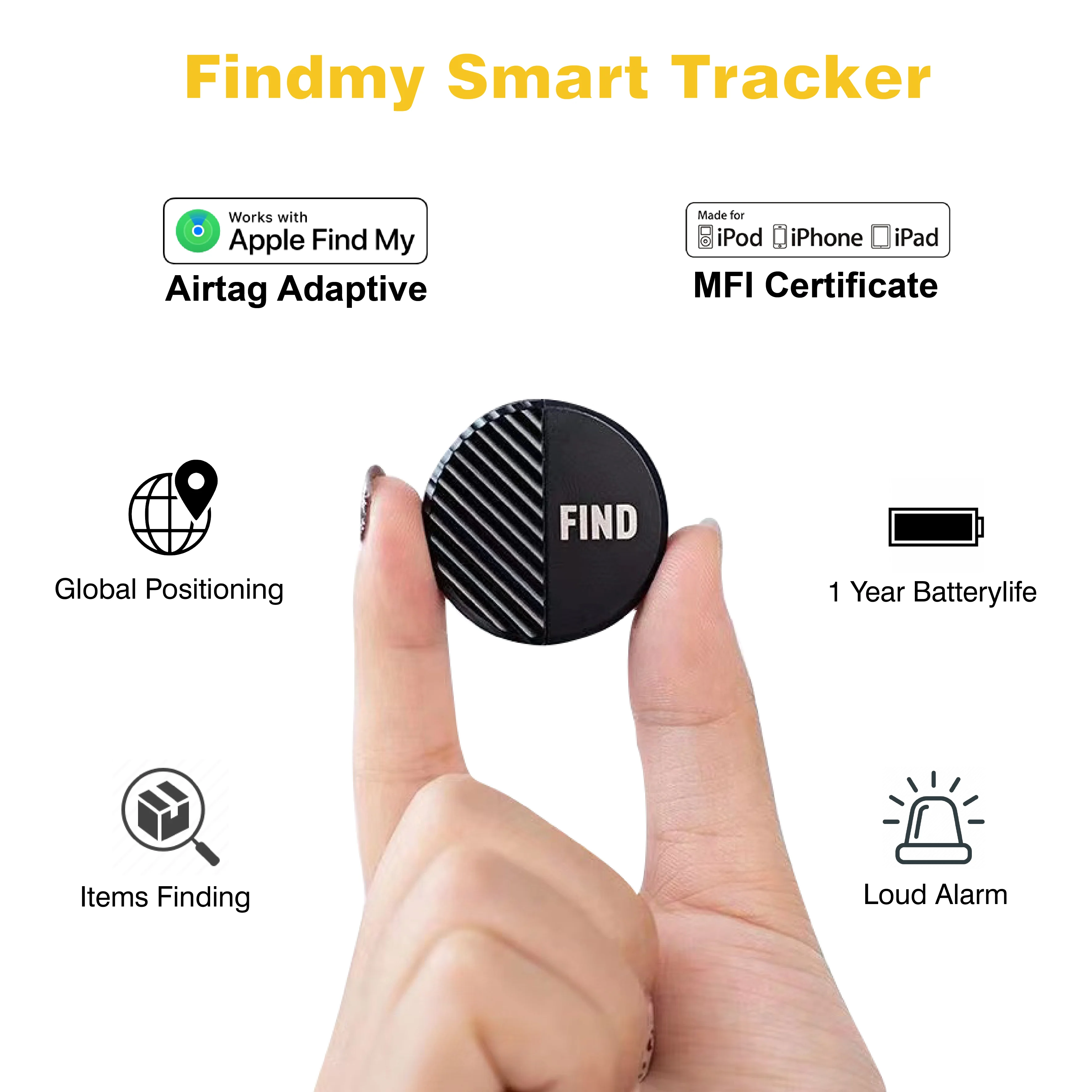 Airtag Adaptive Apple Mini Smart Tracker, Key Finder, bolsa, carteira, animal de estimação, carro, Localizador de itens, Anti dispositivo perdido,