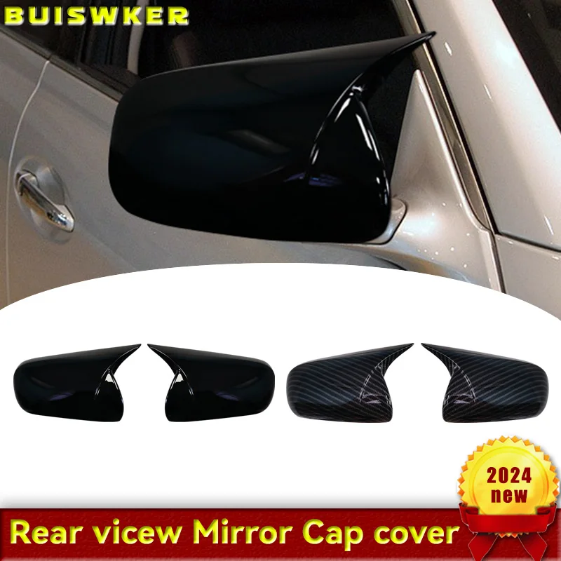 

For Toyota Mark X Reiz 2005-2007 Rearview Side Mirror Cover Wing Cap Exterior Door Rear View Case Trim Carbon Fiber Look Black