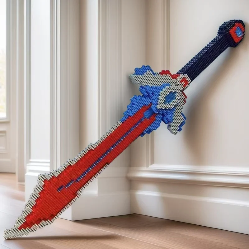 Set di blocchi di costruzione fai-da-te con spada magica, coltello da cartone animato ad alta difficoltà, forniture per feste, regalo di festa a sorpresa creativa