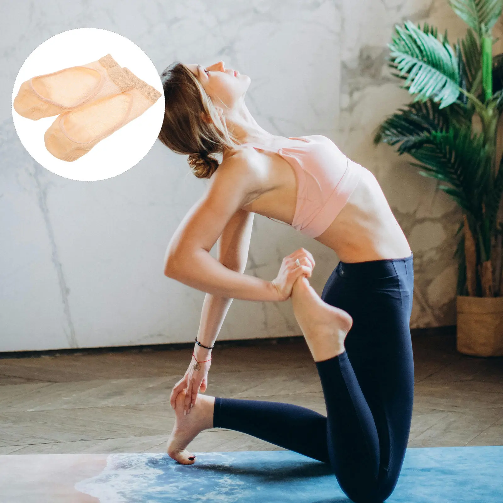 Summer Yoga Socks for Women Shallow Mouth Backless Two Toed Cotton Invisible Toe Socks Light Thin Soft Breathable Premium