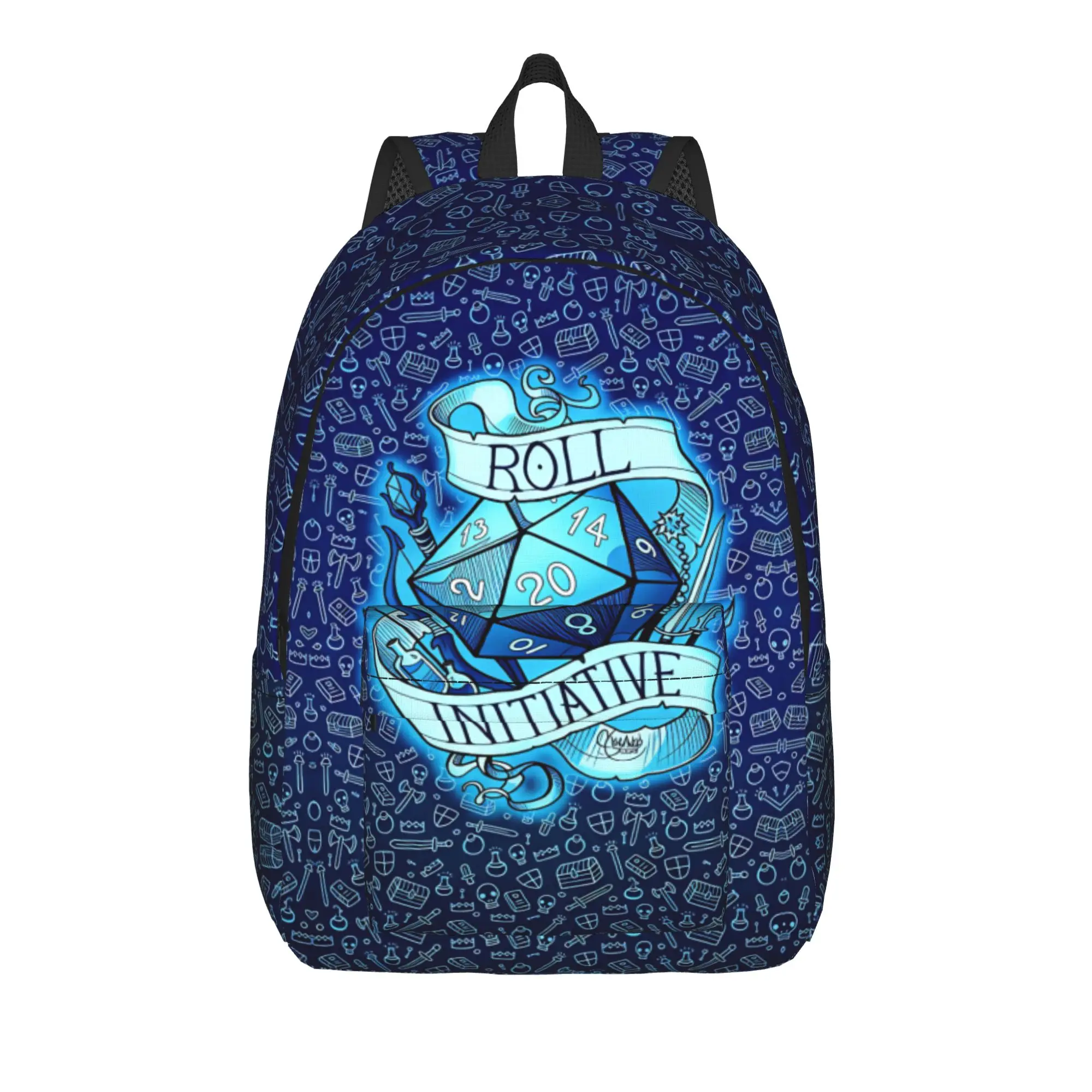 Medieval Dragon And D20 Dice Dnd Backpack  Women Men Polyester Hiking Backpacks Lightweight Stylish School Bags Rucksack