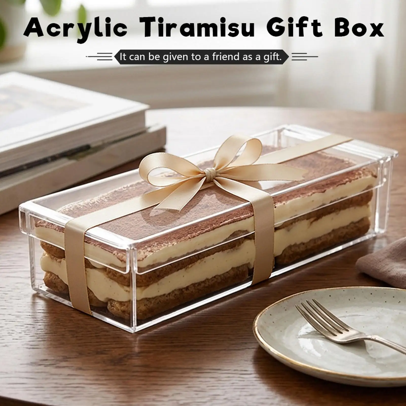 Acrylic Cake Box Reusable Mousse Box with Lid and Side Panel Food Grade Cake Mold for Bakers Pastry Chefs Food Bloggers