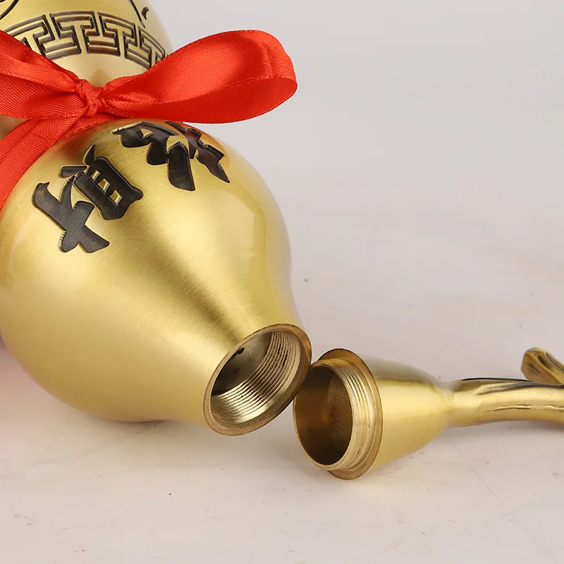 Treasures Trigrams Fortune and Prosperity Lid Gourd Open Mouth Brass Eight Directions Wealth