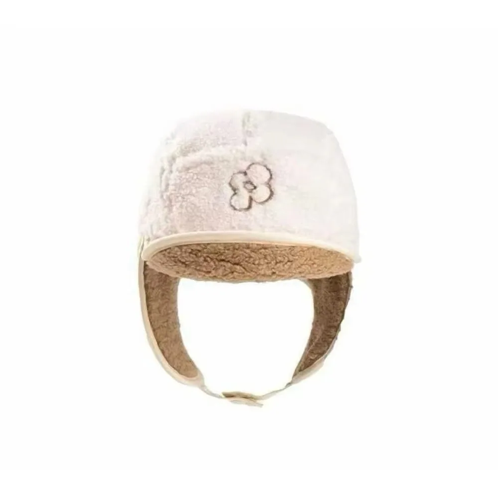 Autumn Winter Lamb Velvet Thunder Hat Windproof Lei Feng Hat Flower Embroidered Keep Warm Cold-proof Flying Hats Women Men