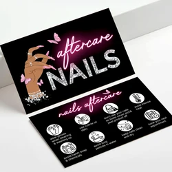 50Pcs Nails Aftercare Card  Hand made Nail Business Card Nail Discount Loyalty Card Nail Art Paper Card Board