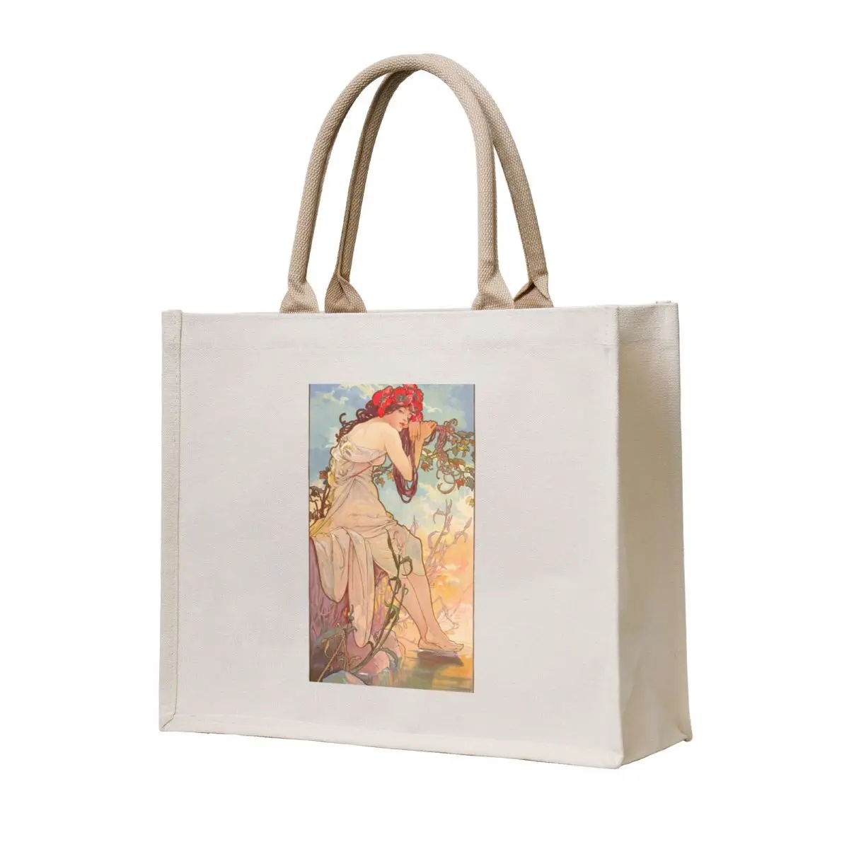

Alphonse Mucha - Summer Tote Bag bags luxury women shopping trolley bag Big bag women