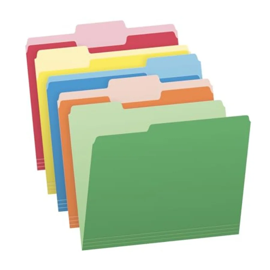 

Colored File Folders, 100 Pack, Letter Size 8.5" x 11",3 Tabs, Durable Paper, 5 Colors: Blue, Green, Red, Yellow, Orange, Color