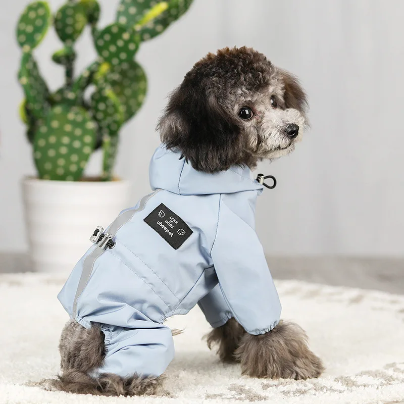 Reflective Pet Raincoat Clothes with Hood Waterproof Coat Parsnip Small Medium Dog Jumpsuit Jacket Large Dogs Reflector Rain