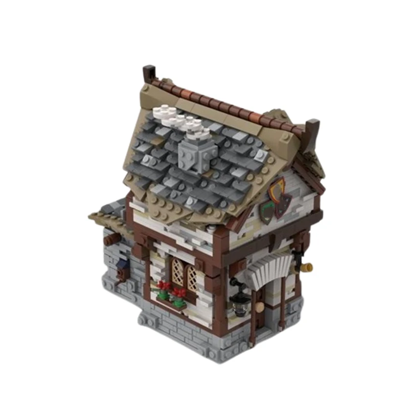 Spot Small Particle MOC-66338 Architecture Medieval Tavern Street View Creative Building Block Model Gift Toy Puzzle Ornament