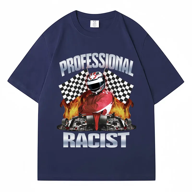 Funny Professional Certified Racing Meme T Shirt Men\'s Clothing Trendy Retro Short Sleeve Cotton Oversized Street T-Shirt Unisex