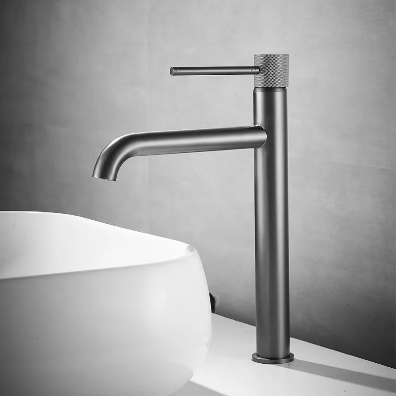 

Gun Gray Copper Wash Basin Faucet Cold And Hot Mixer Water Tap Deck Mounted Single Hole Sink Taps Bathroom Crane Faucets