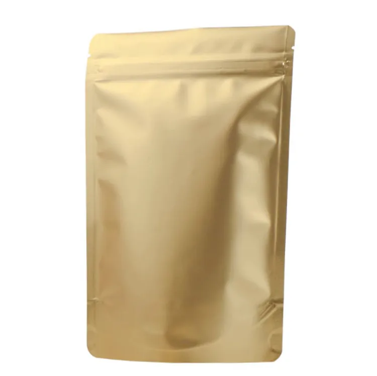 50PCS Gold Aluminum Foil Ziplock Packaging Bag Resealable Spice Coffee Snack Sugar Biscuit Golden Xmas Gifts Storage Pouches