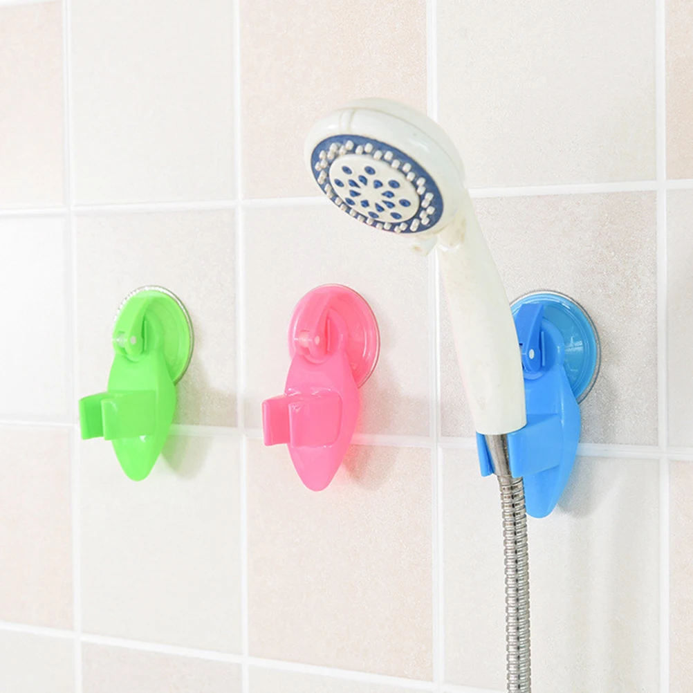 

Suction Cup Shower Head Holder Waterproof Bracket Bathroom White Heat Resistant Stretchy Clips Standard Slot Fits Nozzles Easy