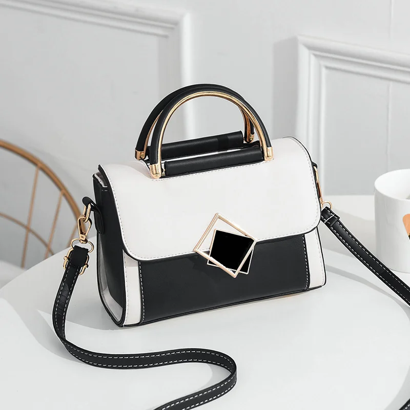 Fashionable women's crossbody bag, vintage new style, textured handbag, single shoulder, color-blocking, light luxury, small squ