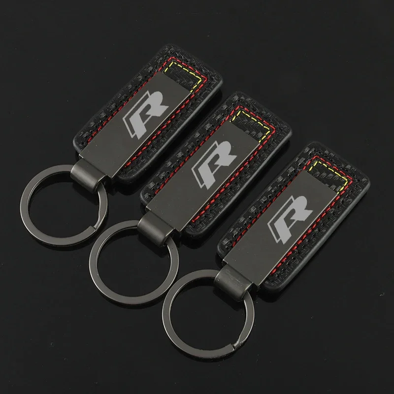 Car Key Chain Carbon Fiber Grain Keyrings Key Holder for VOLKSWAGEN VW Rline  Polo Passat T-Roc Tiguan Tcross Golf 7 Jetta Caddy