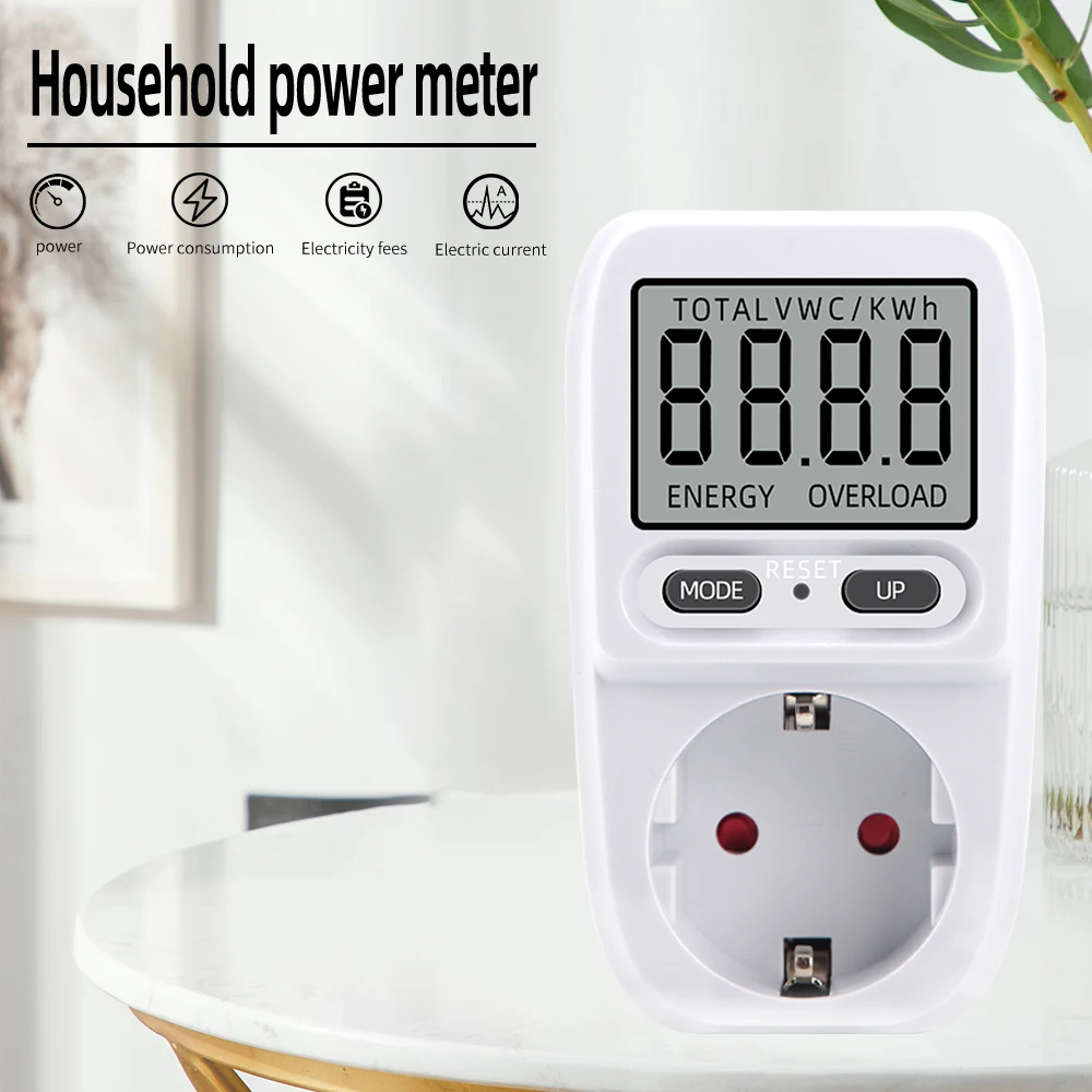 220V Electricity Power Meter Wattmeter LCD Energy Meter Socket Electric Tester EU FR Plug Measuring Outlet Power Analyzer