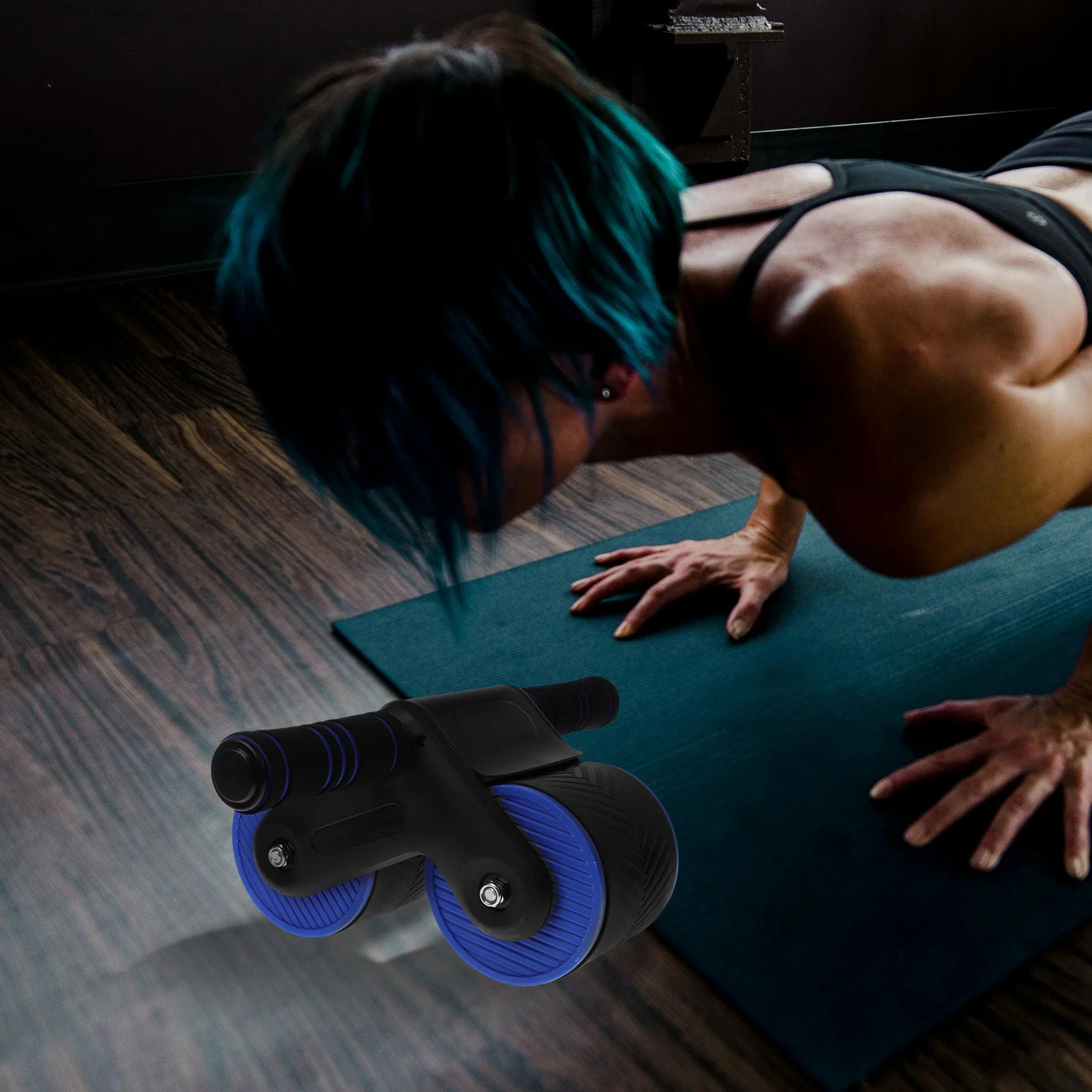 عجلة الارتداد التلقائية، معدات تمارين البطن، عجلات مزدوجة غير قابلة للانزلاق للتدريبات الأساسية #3