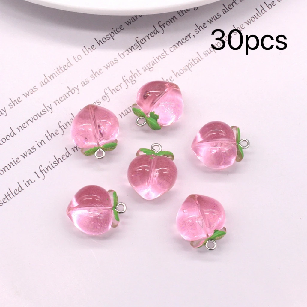 

10pcs Pink Peach Resin Charms Pop Cute Fruit Pendant For Making Earring Keychain diy Jewelry handicraft Accessories