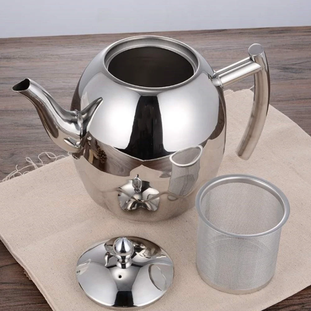 2L Stainless Steel Teapot with Tea Strainer Teapot with Tea Infuser Teaware Sets Tea Kettle Infuser Teapot for Induction