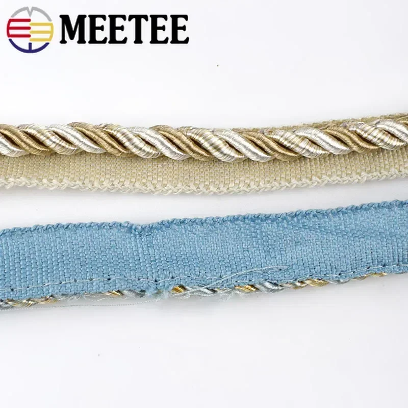 2/6/12M Meetee 6mm Two-color Lace Rope Trim Decorative Strap Webbing Cord for Sofa Curtain Sewing Handmade Material Accessories