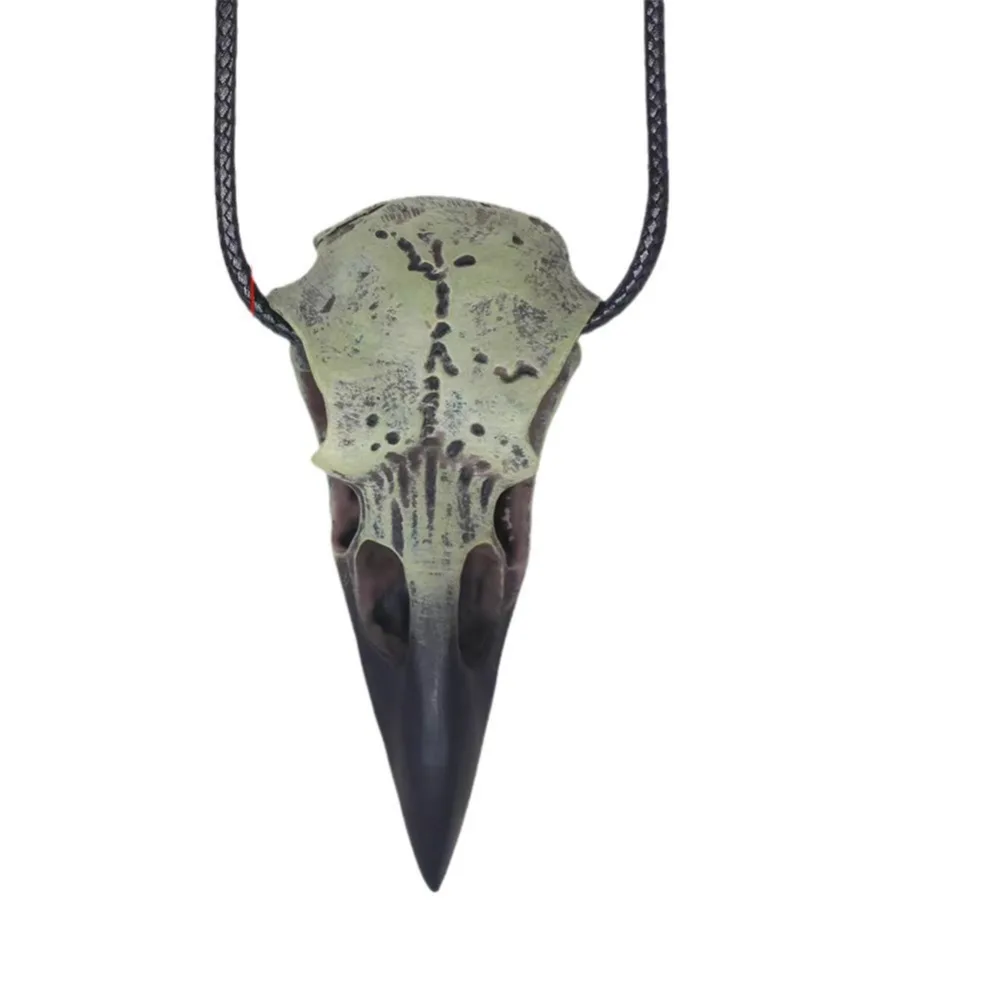 Raven Skull Gothic Crow statua decorativa animale uccello teschio maschera collana in resina ciondolo gioielli