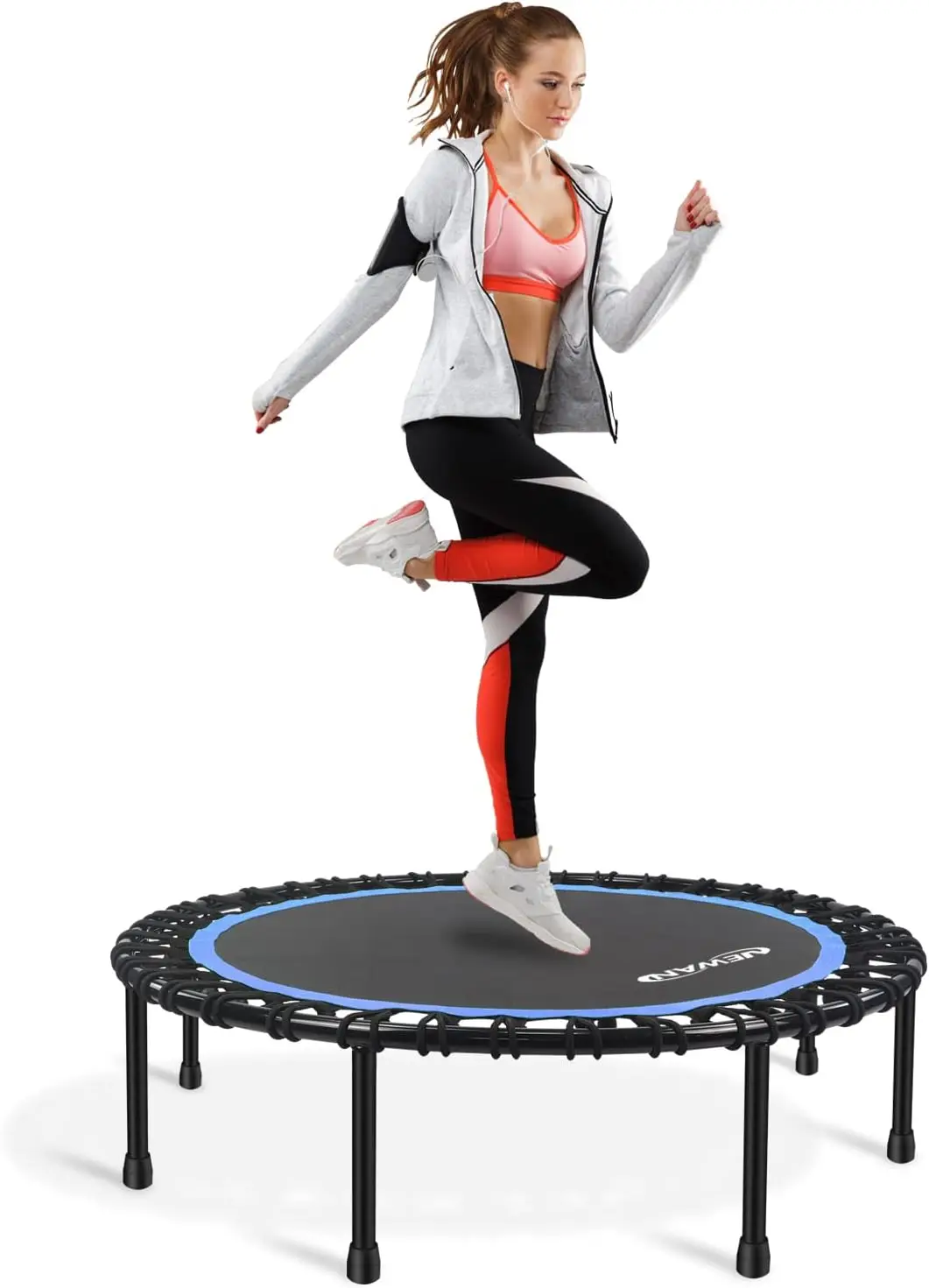 

40"-48" Silent Mini Trampoline Fitness Trampoline Bungee Rebounder Jumping Cardio Trainer Workout for Adults-Max Limit 330lbs