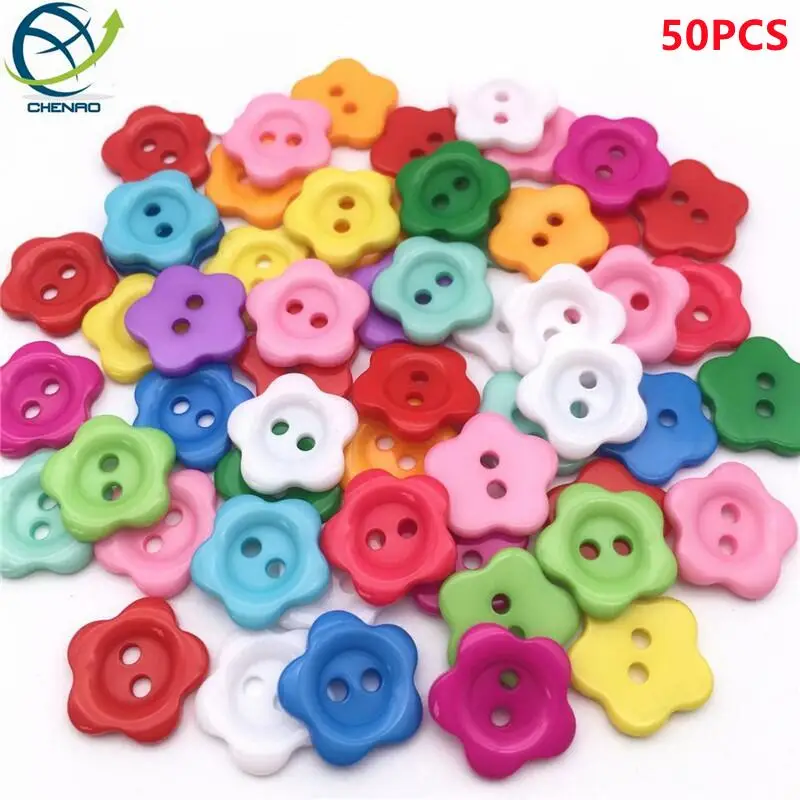 50Pcs/Lot 1.3-2.2cm Colored Plum Resin Buttons Children\'s Cartoon Buttons Used For Making&Sewing, DIY Manual Sewing Accessories