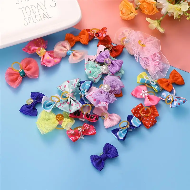 

40pcs Pets Hair Bows Headdress Dog Hair Bows Diamond Colorful Grooming Band for Small Dog Pet Grooming Hair Accessories NEW