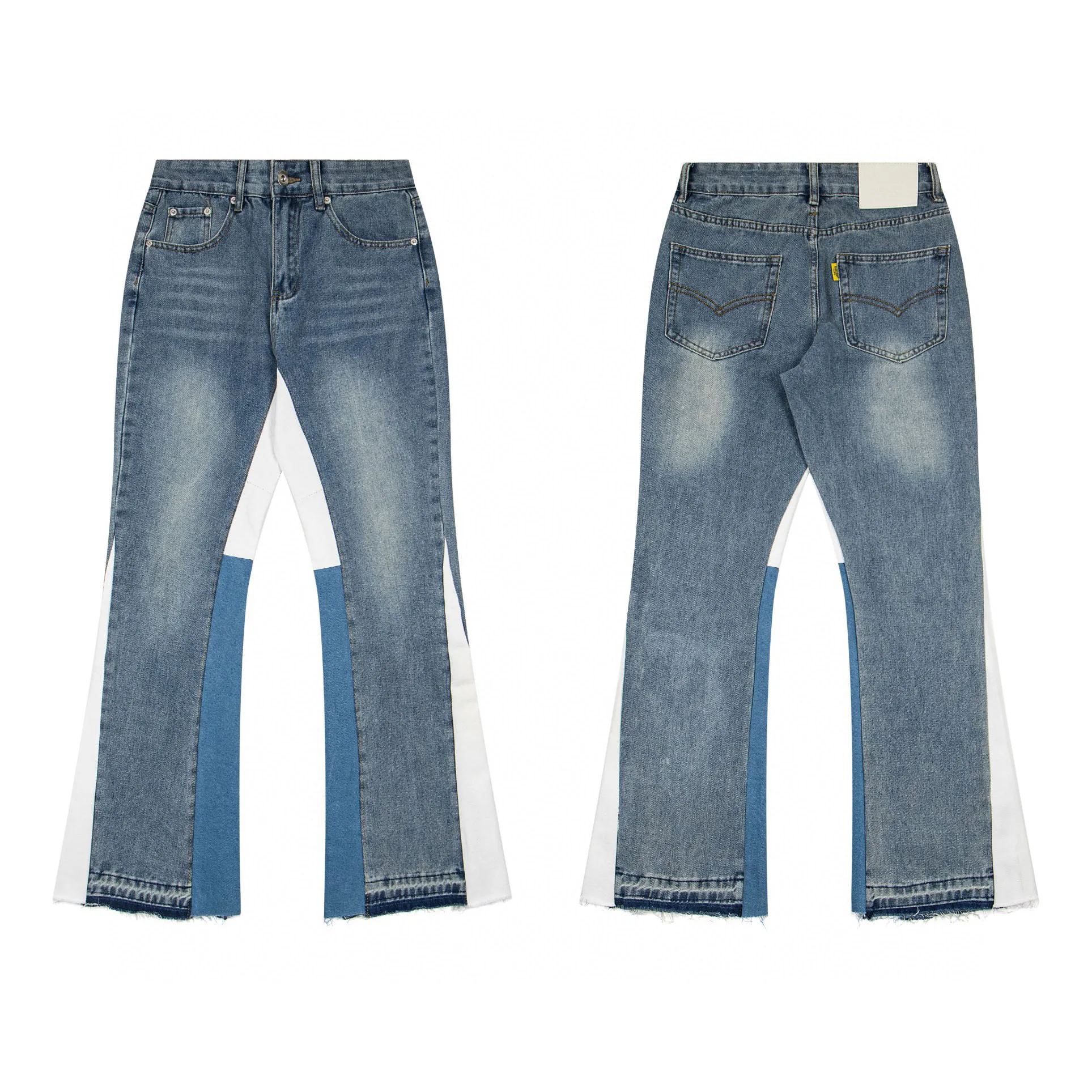 

Ripped Jeans Casual Pants Men Women Bell Bot Cotton Linen Straight Leg Zipper mid Waist Artistic Sle Color