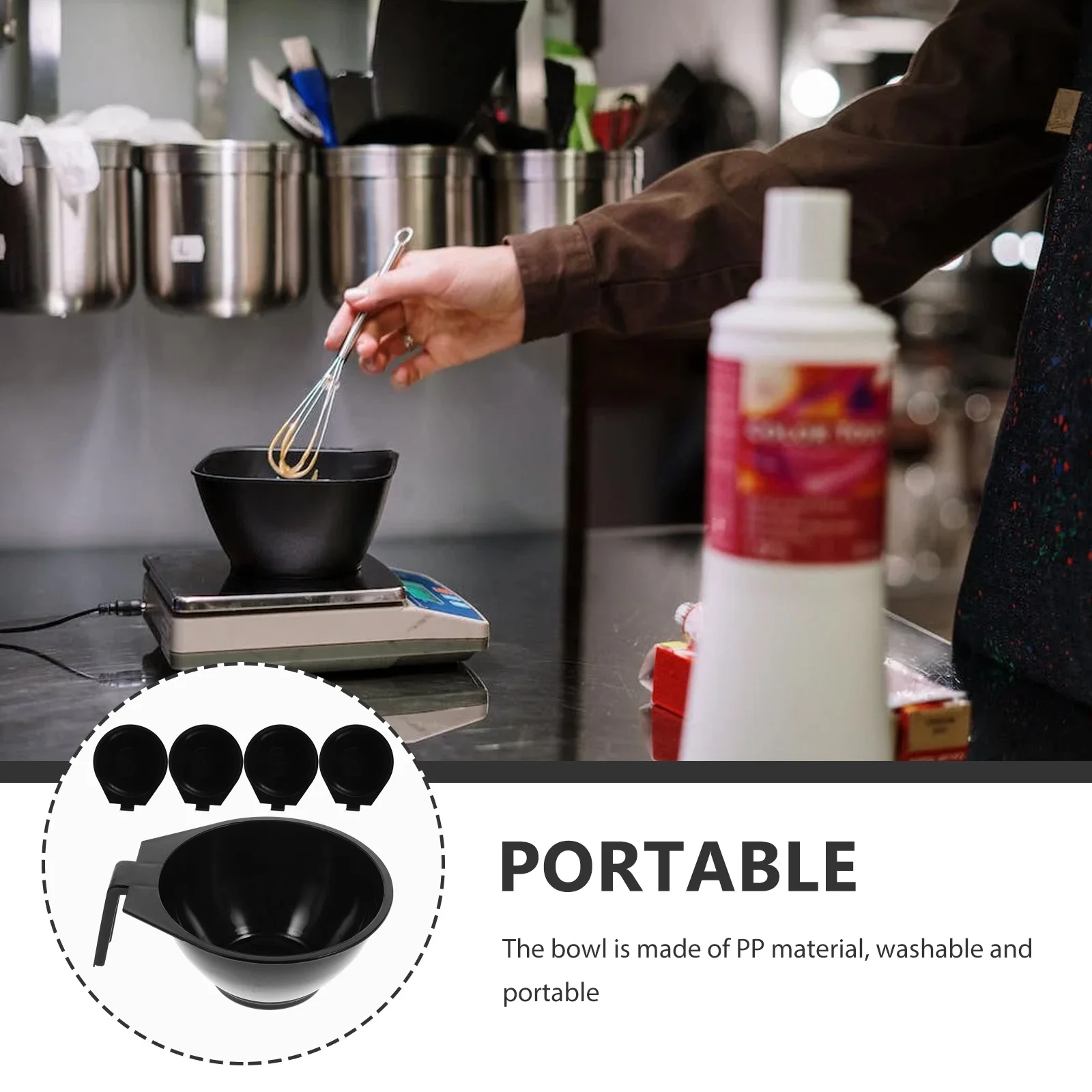 

Набор мисок для краски для волос, 5 шт., для использования в салоне своими руками, профессиональная миска для смешивания оттенков, портативные штабелируемые миски из полипропилена, моющиеся волосы,