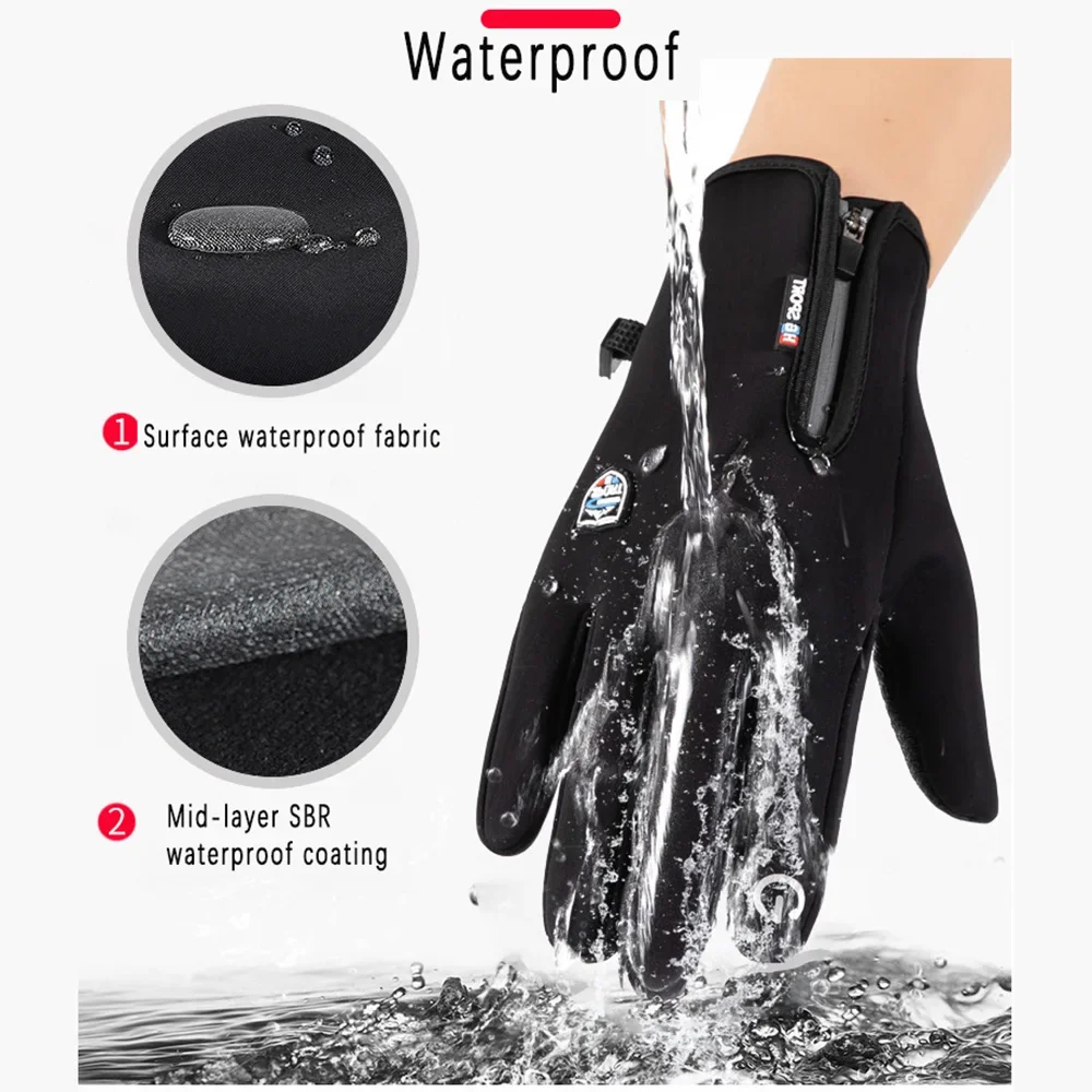 Winter Thermal Gloves for Men and Women, Waterproof Windproof Non-Slip Touch Screen Gloves for Outdoor Running, Cycling, Driving