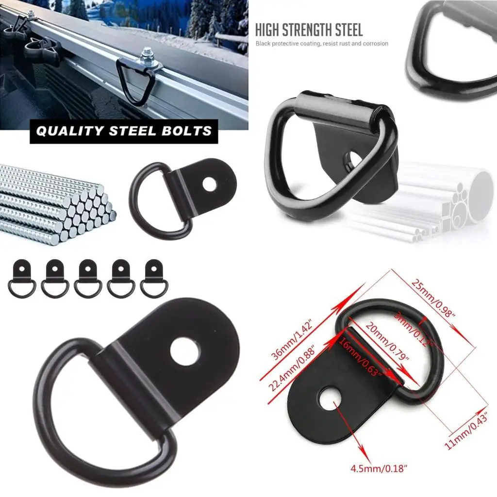 

31BC 20Pcs Durable D-Shaped Pull Hook Cargo Tie Down Ring for Car Truck Trailer Boat