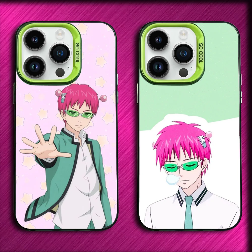 

Saiki K Japanese Anime Fancy Phone Case For iPhone 16,15,14,13,12,11,Mini,Pro,SE,MAX Green Matte Silicone Cover