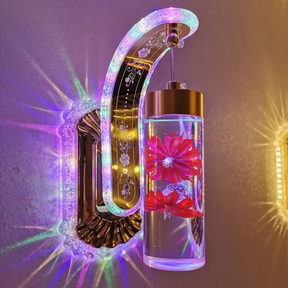 Trendy Acrylic Wall Lamp, Elegant Floral Design Sconce for Bedroom, Hallway, Stairway Home Decor