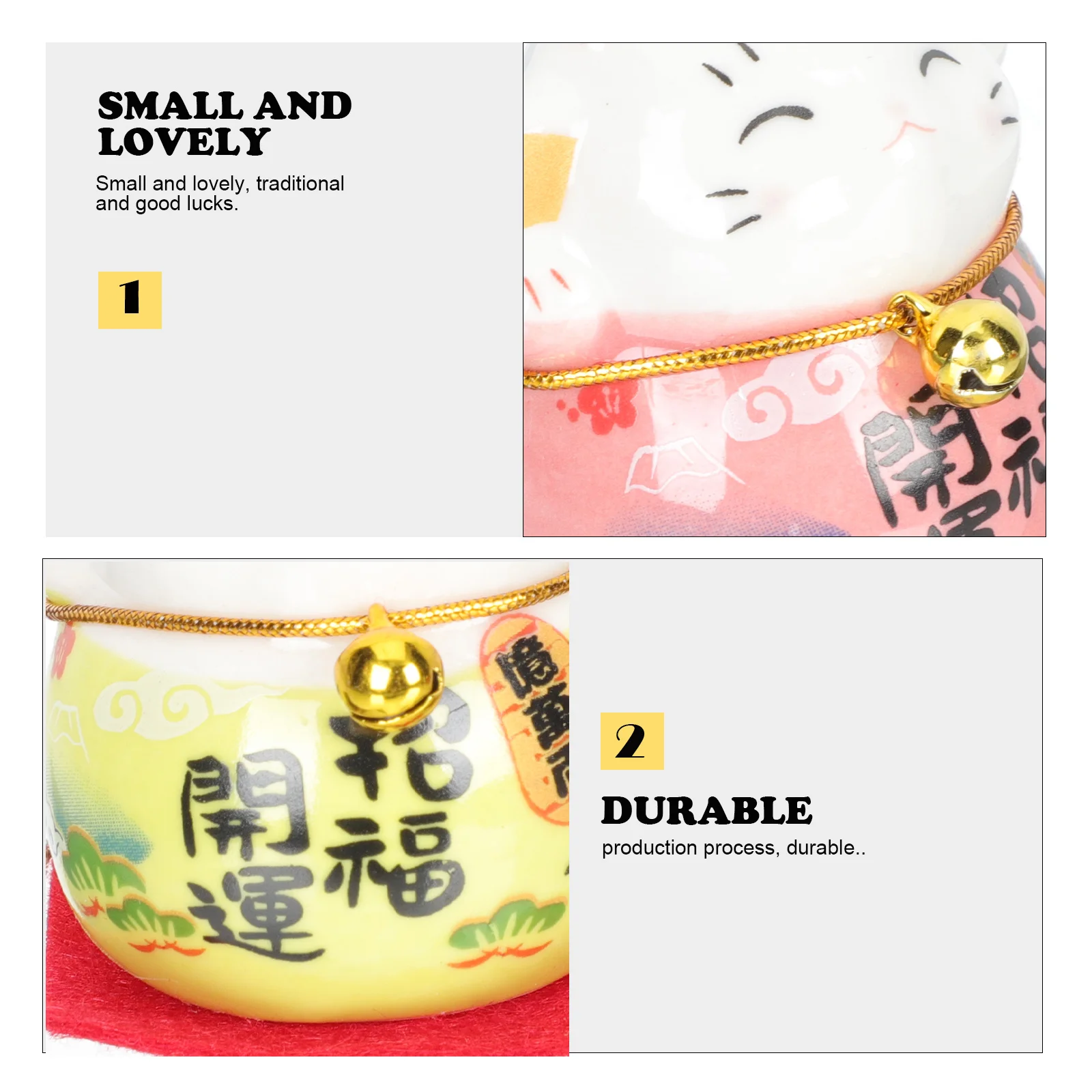 

5Pcs Auspicious Cat Ceramic Decor Small Desktop Craft Ornament Office Home Indoor Decoration Ceramic Cat Figurine Adorn