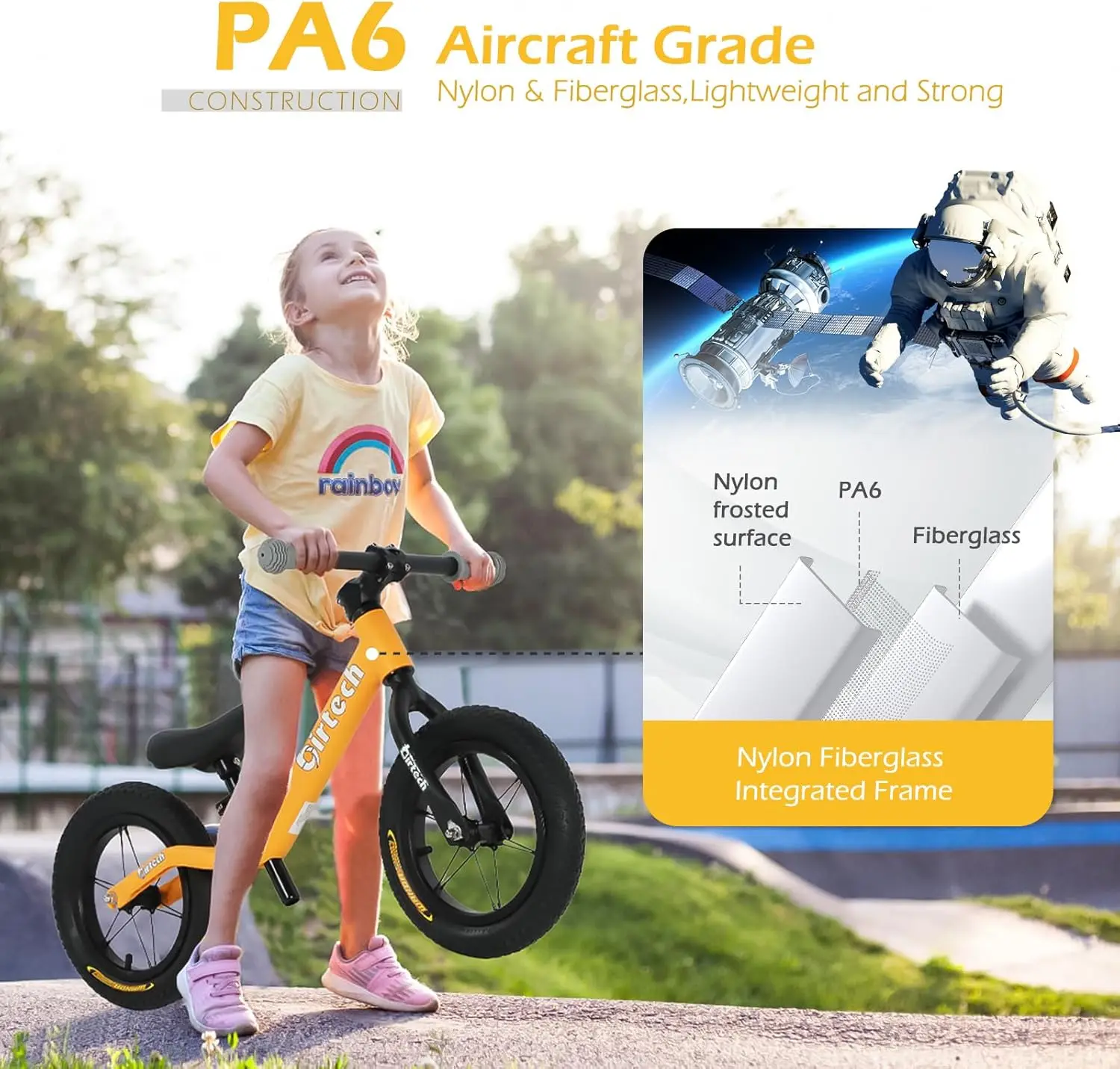 Vélo d'équilibre léger avec cadre en nylon pour tout-petit, vélo d'entraînement sans pédale pour enfants, garçons et filles de 2, 3, 4, 5 ans, 12 po