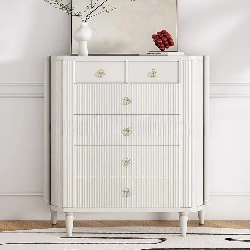 

Modern Light Luxury Solid Wood Entrance Cabinet Cream Wind Bedroom Living Room Decorative Storage Side Cabinet
