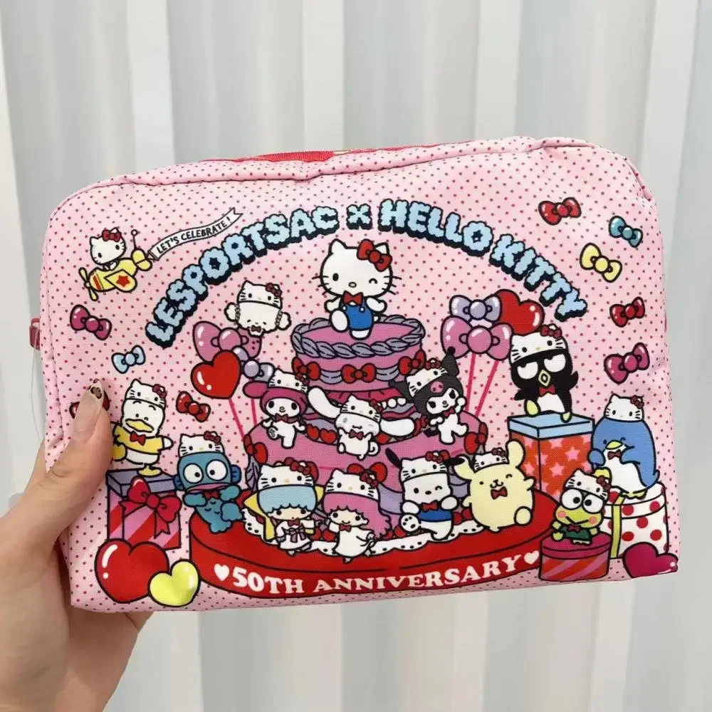 Popularne śliczne Anime Cartoon Hello Kitty seria o dużej pojemności podręczne torby do makijażu torba na artykuły papiernicze portfel romantyczne prezenty urodzinowe