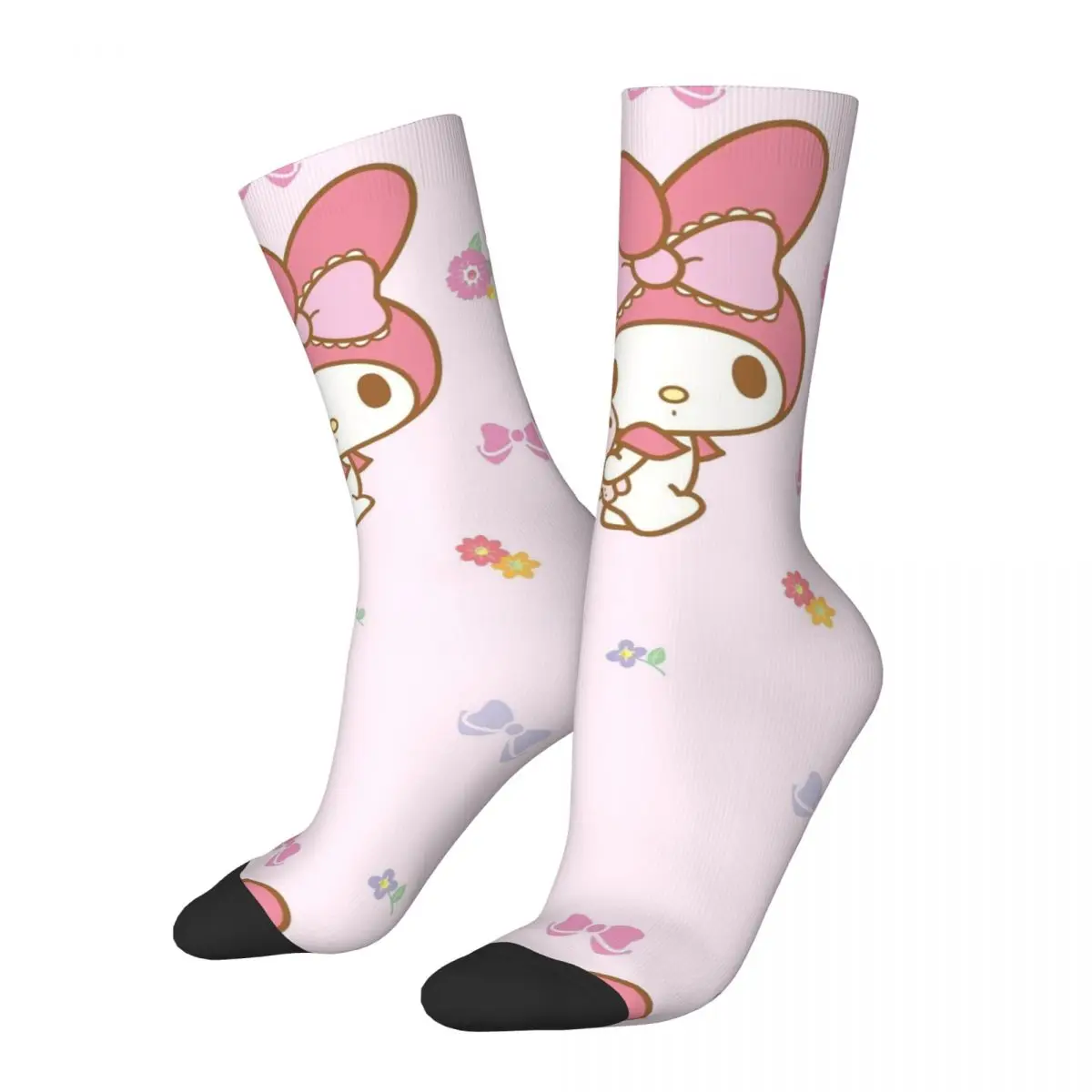 

Casual My Melody Basketball Socks Polyester Crew Socks for Women Men Sweat Absorbing