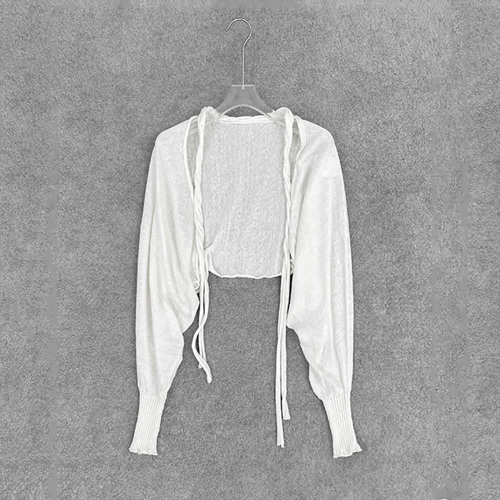 

Женская куртка из 100% льняной пряжи, элегантный пригородный жилет с рукавами «летучая мышь», верхняя одежда с защитой от солнца, вязаная верхняя одежда, весна 2026, новинка