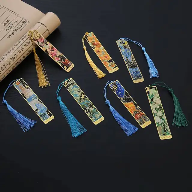 1-6-12 Pcs Creative Metal Book Mark Vintage Oil Painting Bookmark Office School Supplies Funny Gift Stationery Items 3